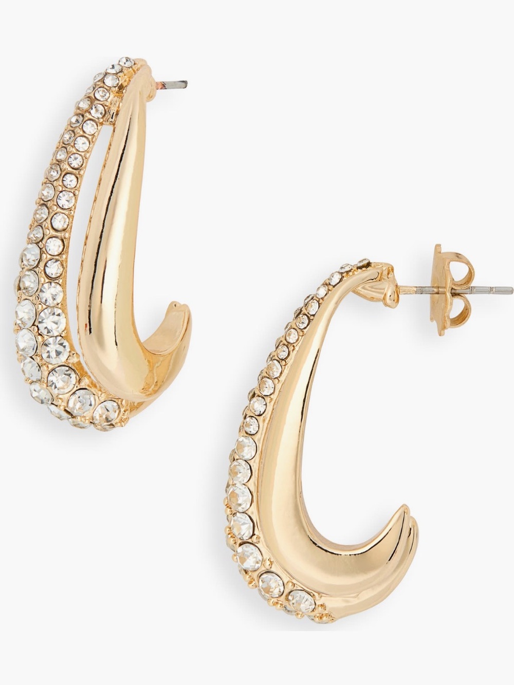 Pavé Crystal-Embellished Gold Plated Hoop Earrings
